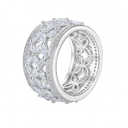 American diamonds hollow cut white gold luxury finger ring for girls