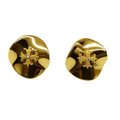 Gold round flat stud