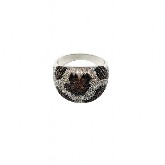Silver plated Leopard Snake Skin Design white & black cubic zircon diamonds ring for girls