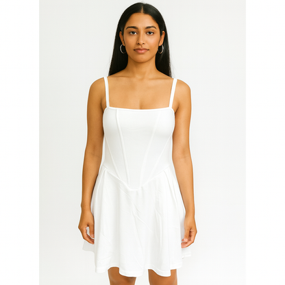 White sleeve less short dress