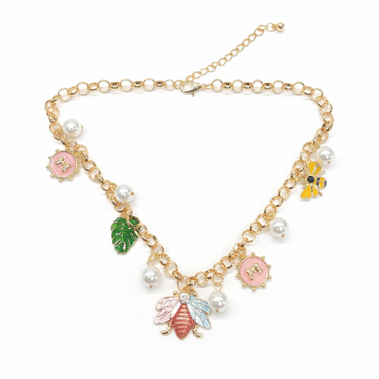 Trendy honey bee pedant gold chain necklace