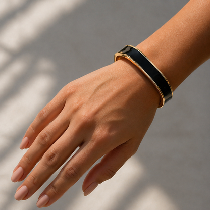 Square shape with black enamal kada for girls