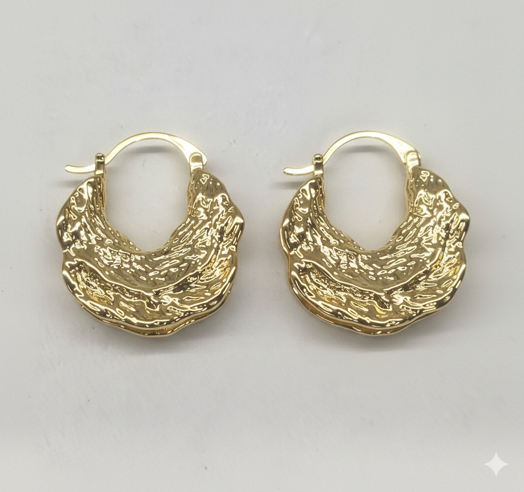 Matt Finish Gold Hanging Lock Earring