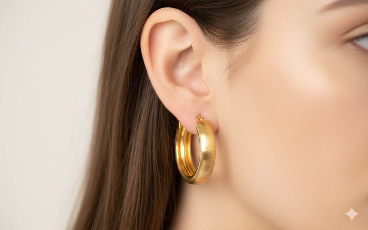 Chunky C Shape Gold Plated Hoop Earring