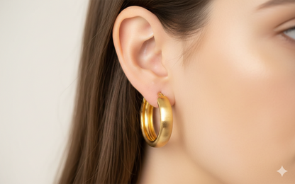 Chunky C Shape Gold Plated Hoop Earring