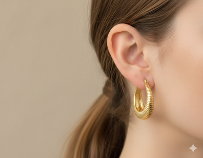 Unique two design hoop earring