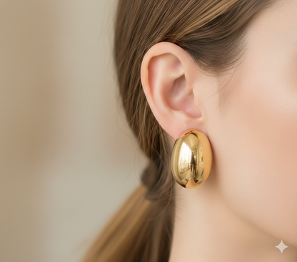 Round Matel Gold Plated Stud Earring