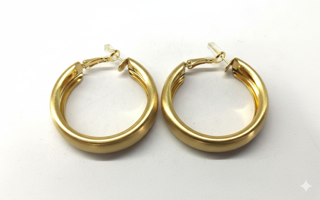 Chunky C Shape Gold Plated Hoop Earring