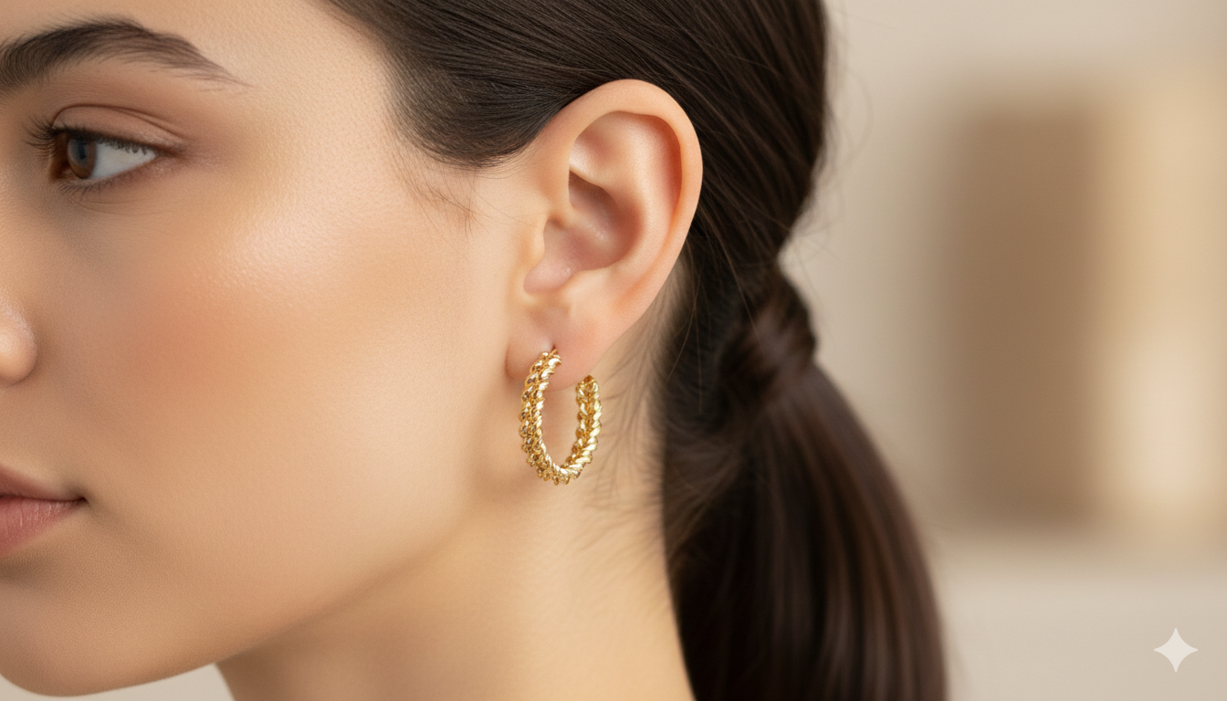 Luxury Design Gold Plated Half Hoop Earring