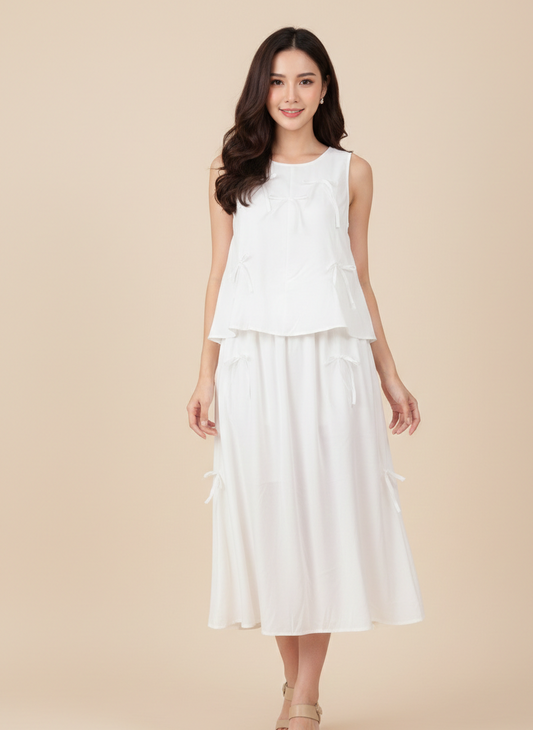 Multiple Bow Top With Skirt For Women