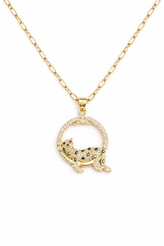 Luxury leopard cubic diamonds pedant chain necklace
