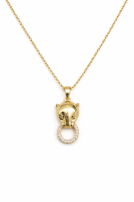 Trendy animal face cz pedant chain necklace