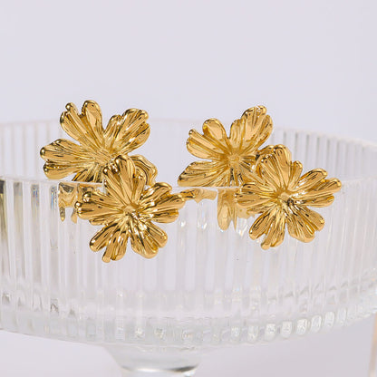 Golden Flower Stud Earring For Women