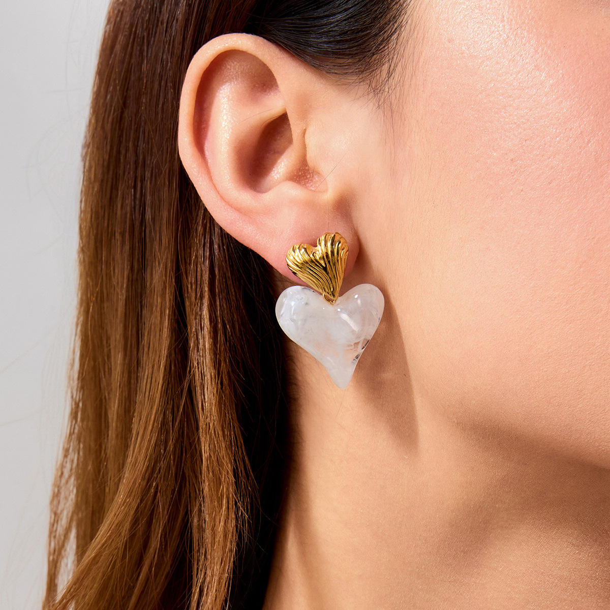 Heart Shape Golden Drop Earring