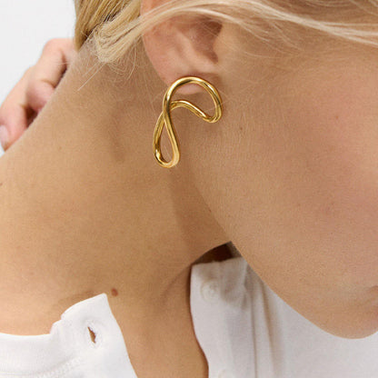 Golden Geometric Style Stud Earring