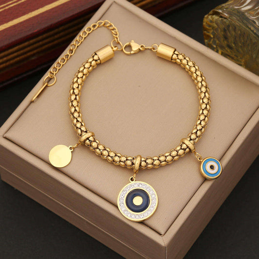 Blue evil eye charm bracelet