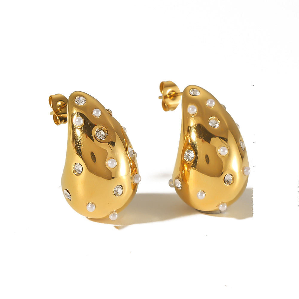 Chunky Diamond Water Drop Stud Earring