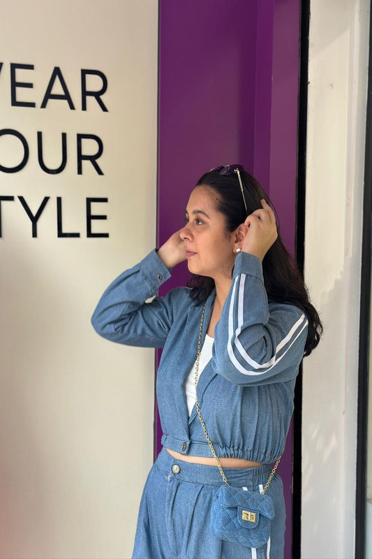 Blue Denim Pant And Jacket With Inner