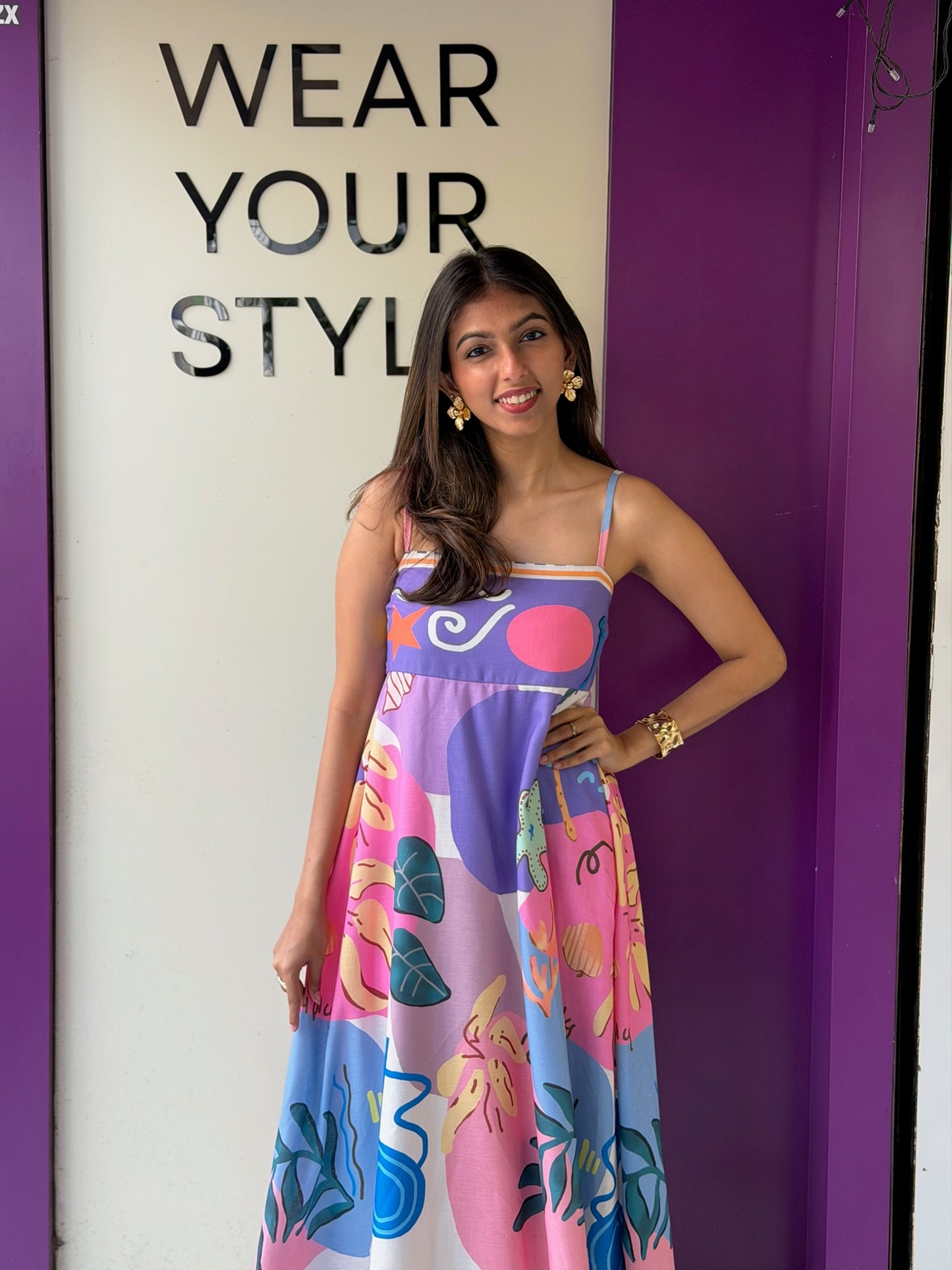 Beautiful Printed One Strip Long Gown