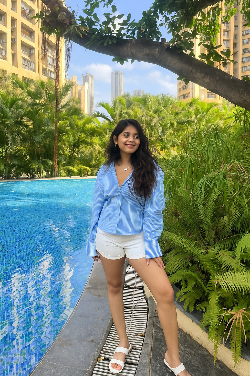 Blue colour line printed over size shirt