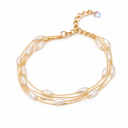 Long beads of pearl multi layer bracelet