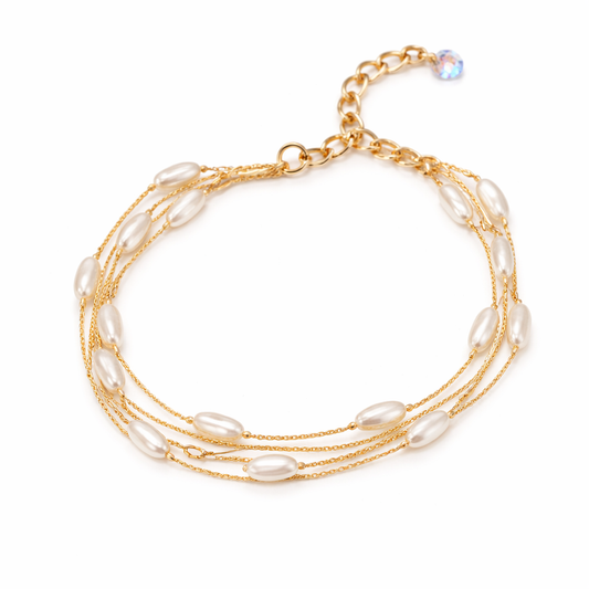 Long beads of pearl multi layer bracelet