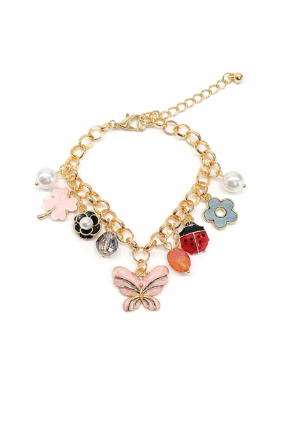 Trendy butterfly honey bee flower charm bracelets