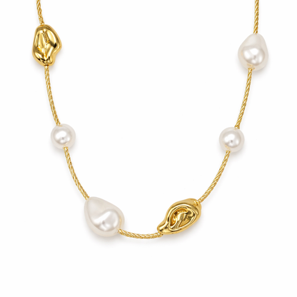 Gold and white colour beads necklace