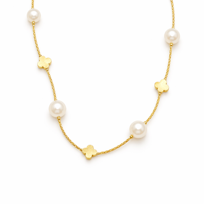 Gold and white colour combination necklace
