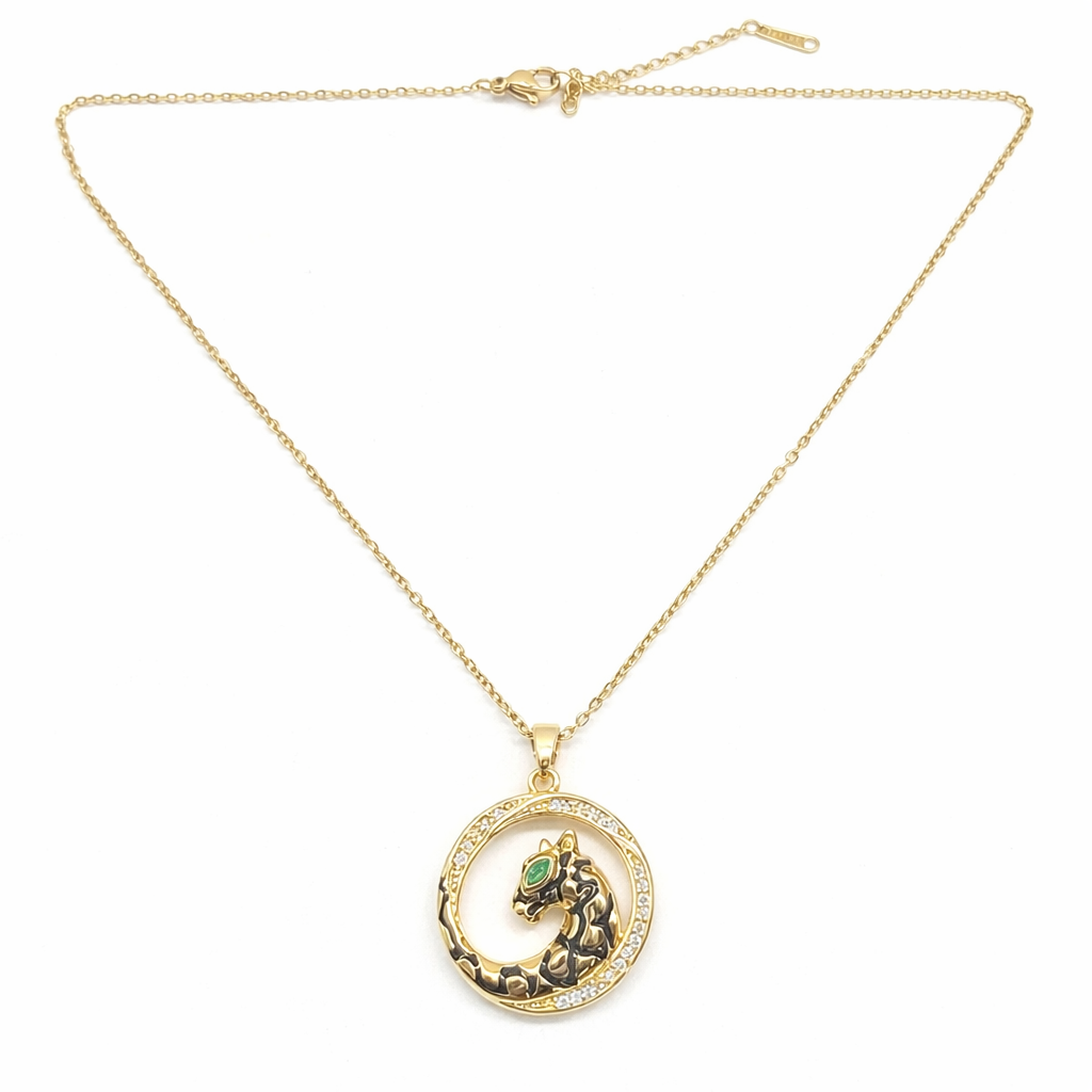 Charming leopard style pedant gold chain necklace