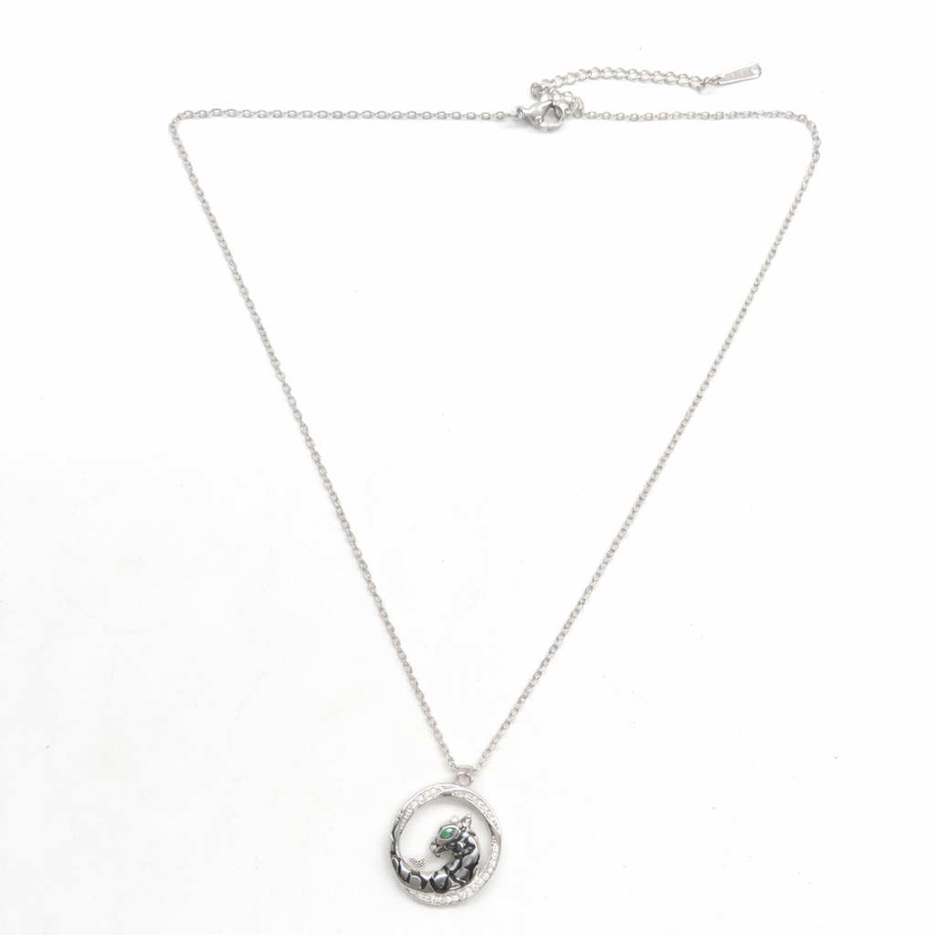 Charming leopard style pedant silver chain necklace
