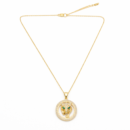 Attractive Lion cz pedant gold chain necklace