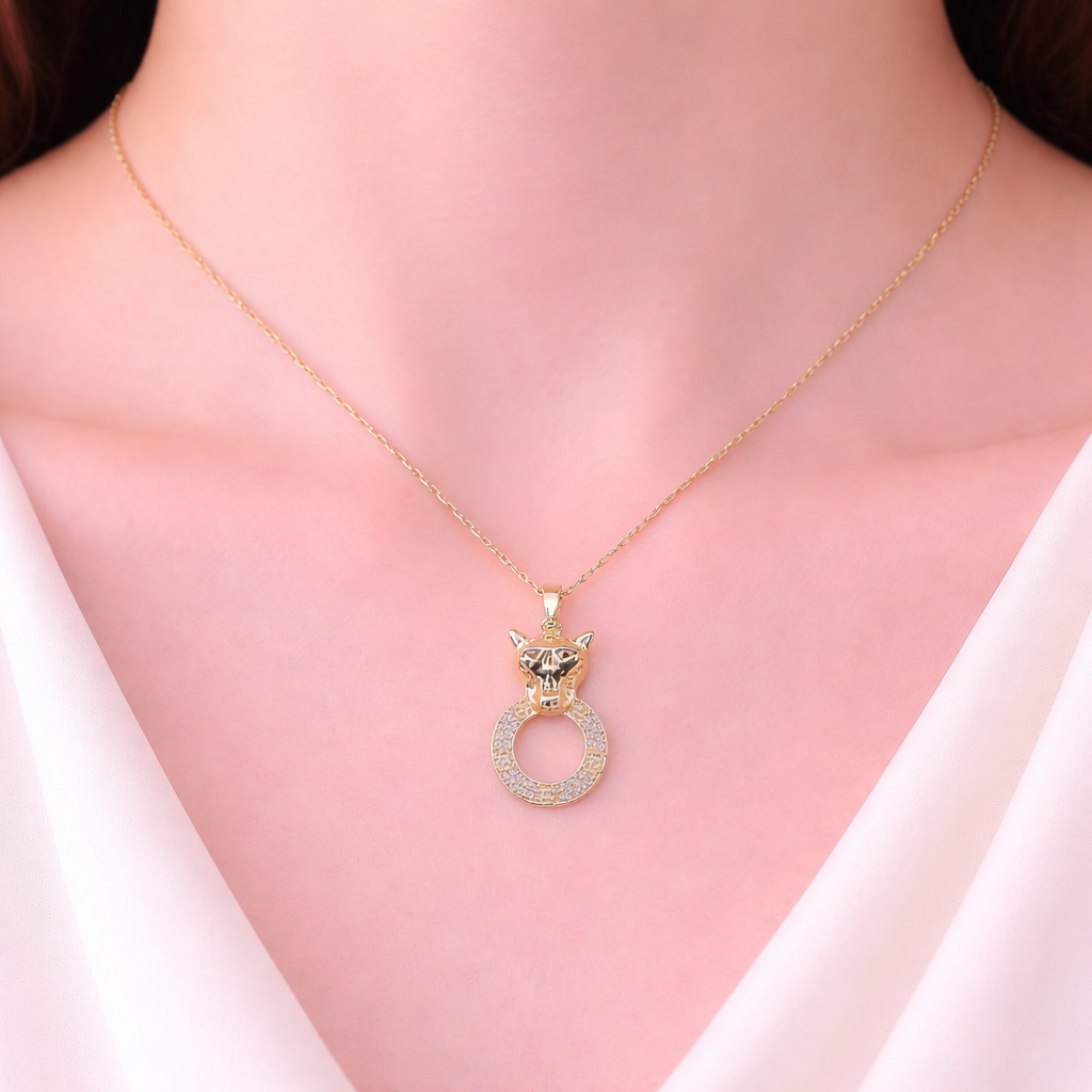 Charm animal cz pedant gold chain necklace