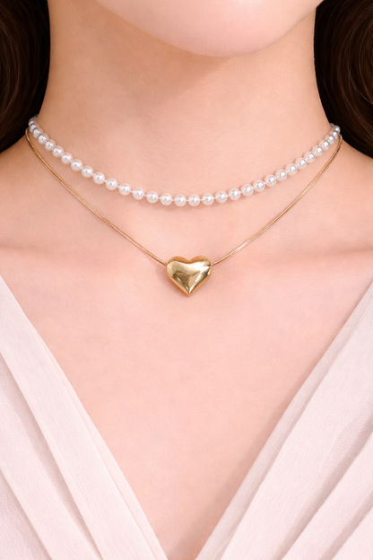 2 Layer Necklace Heart Design