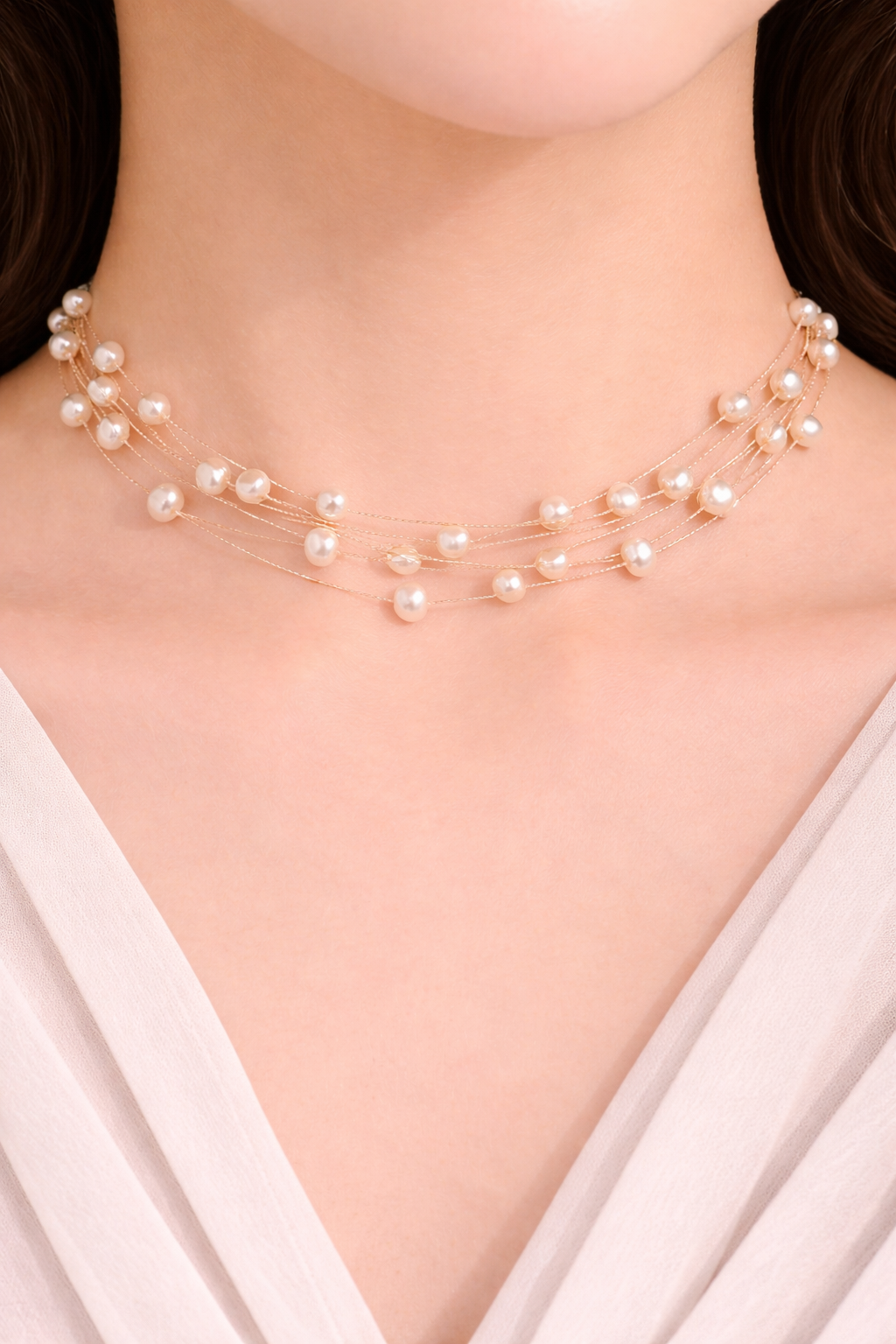 Small pearls layer necklace