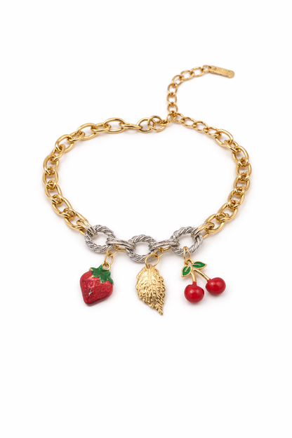 Beautiful strawberry, cherry & leaf design bracelets