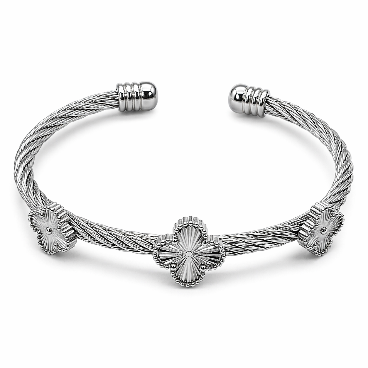 Silver  four leaf kada bracelets for women