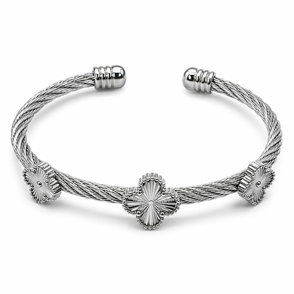Silver  four leaf kada bracelets for women