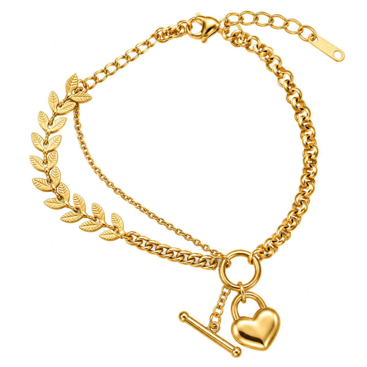 Golden Love Leaf Charm Bracelets