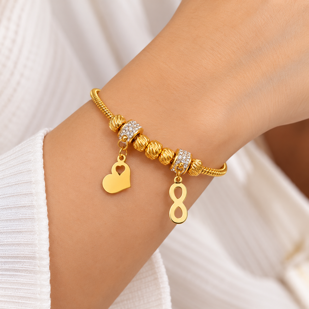Golden Love & Infinity Charm Bracelet