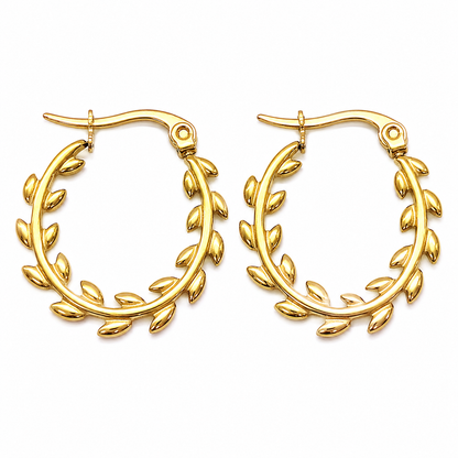 Gold Leaf Hoop Earrings