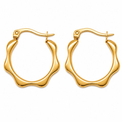 Gold Wavy Hoop Earrings