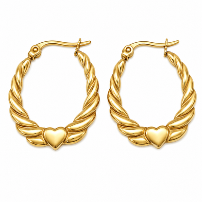Gold Heart Hoop Earrings