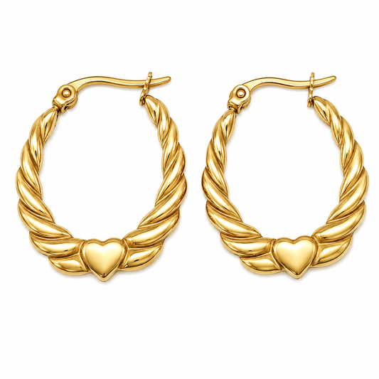 Gold Heart Hoop Earrings