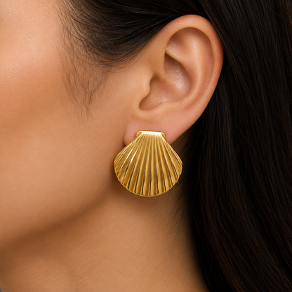 Gold Seashell Stud Earrings