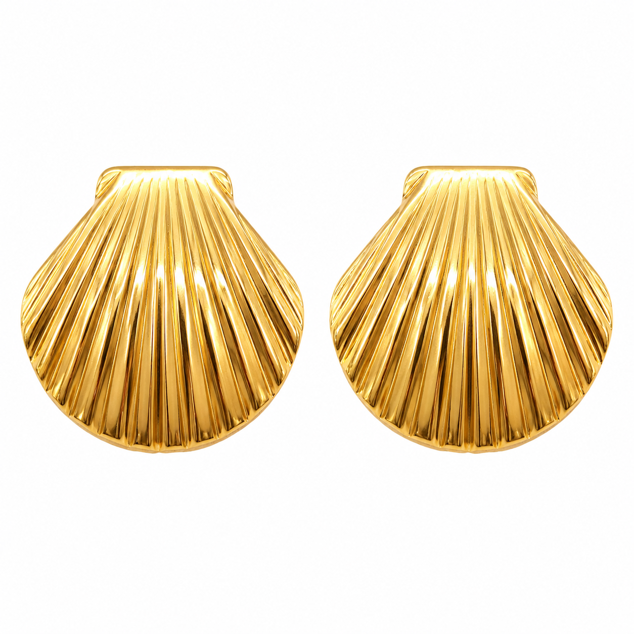Gold Seashell Stud Earrings