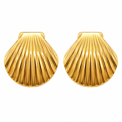 Gold Seashell Stud Earrings
