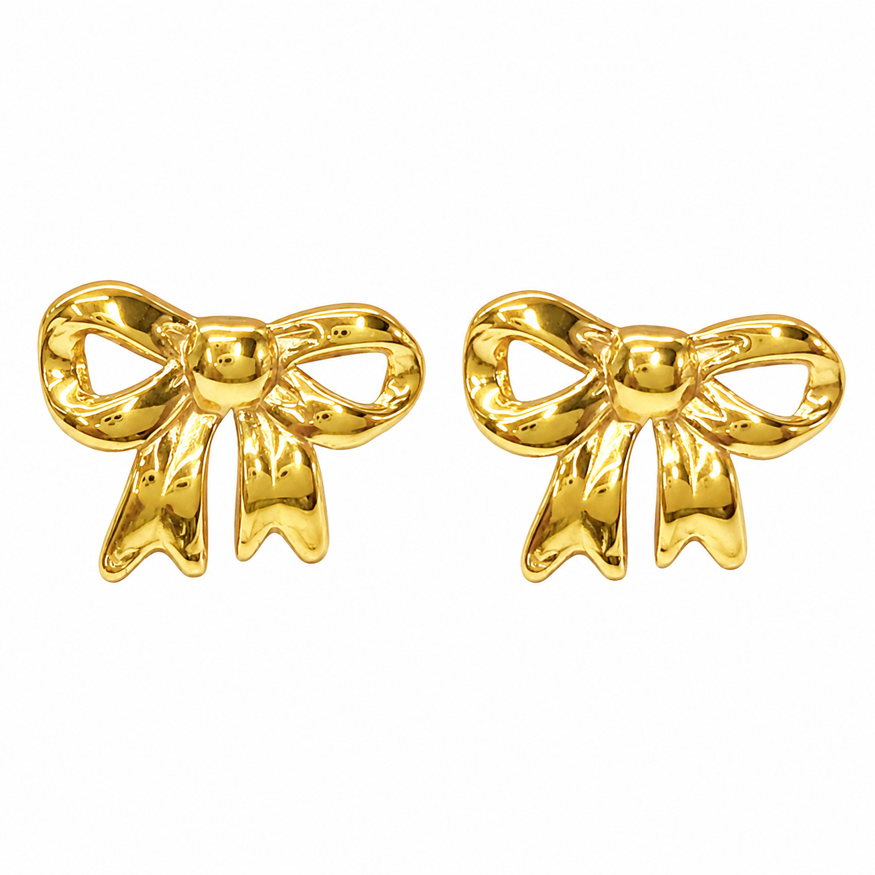 Gold Bow Stud Earrings