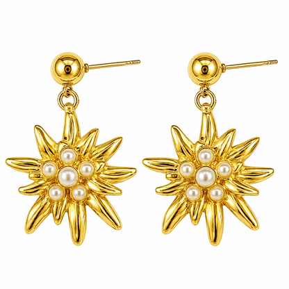 Gold Sunburst Drop Earrings