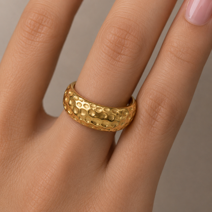 Gold Dimpled Ring